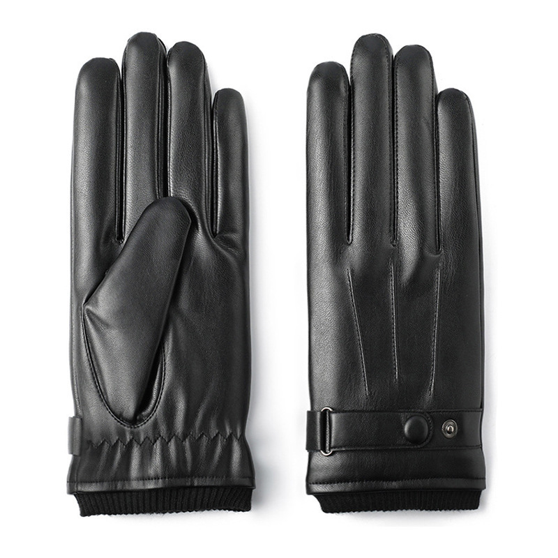 Fashion Winter Touch Screen Leather Gloves Men Cycling Outdoor Winter Leather Gloves