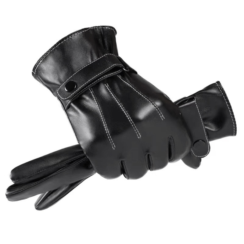 Fashion Winter Touch Screen Leather Gloves Men Cycling Outdoor Winter Leather Gloves