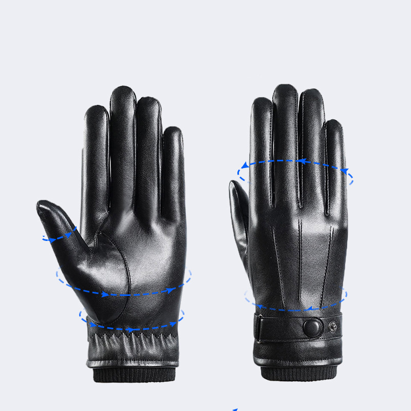 Warm Fashion Winter Touch Screen Leather Gloves Men Cycling Outdoor Winter Leather Gloves