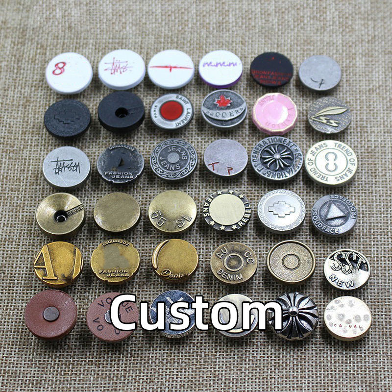 Custom Logo Brass Alloy Garment Jean Buttons Botones Metal Jacket Denim Pant Jeans Button