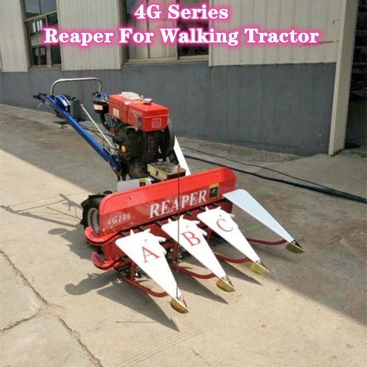 Hot Sale 4G-100 Farm Walking Tractor Mounted Mini Rice Wheat Corn Harvester Reaper Machine Corn Maize Harvesting Machine 100cm