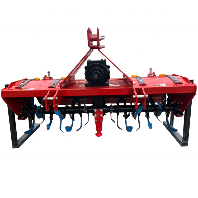 Farm rotary tiller with ridge plow for 4 wheels tractor hitch