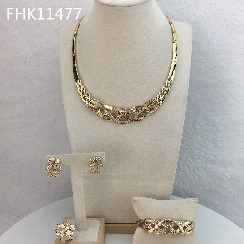 Yuminglai FHK11477 new fashion jewelry, gold plated earrings, bracelets, necklaces,  18K gold plated jewelry set