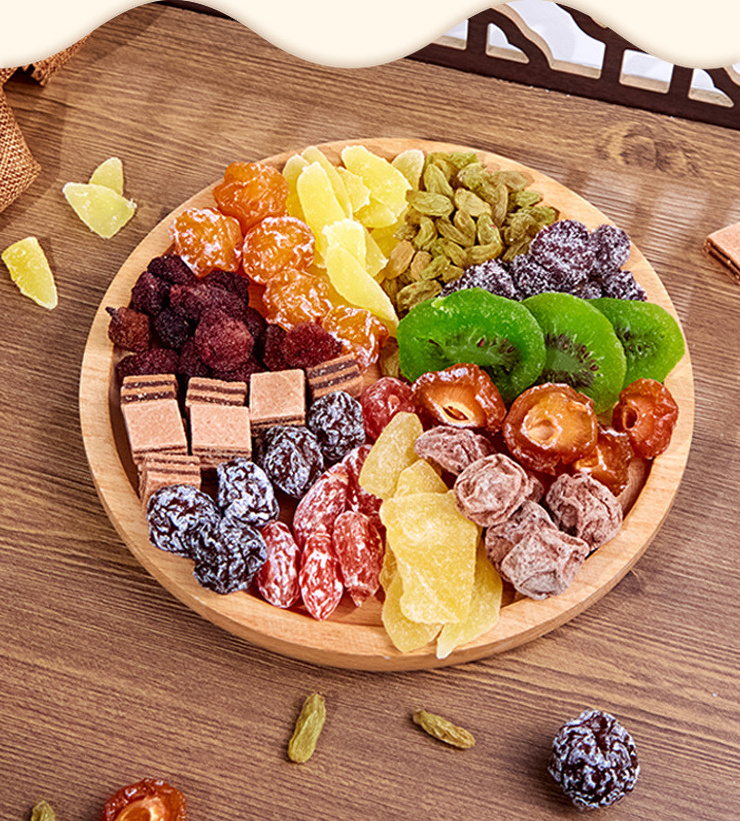 Yummeet wholesale chinese dried plums pineapple Raisins peach mix preserved fruits