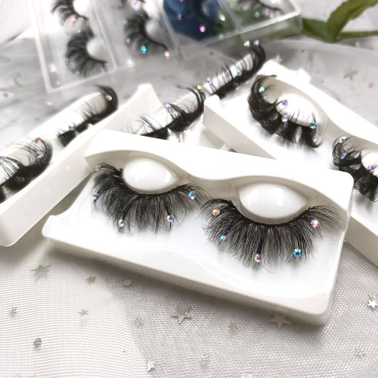 Diamond Eyelashes with Glitter Crystal Sequins Decal Lashes with Sequins Gem Rhinestone Party False Lashes