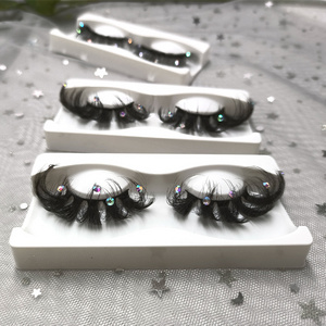 Diamond Eyelashes with Glitter Crystal Sequins Decal Lashes with Sequins Gem Rhinestone Party False Lashes