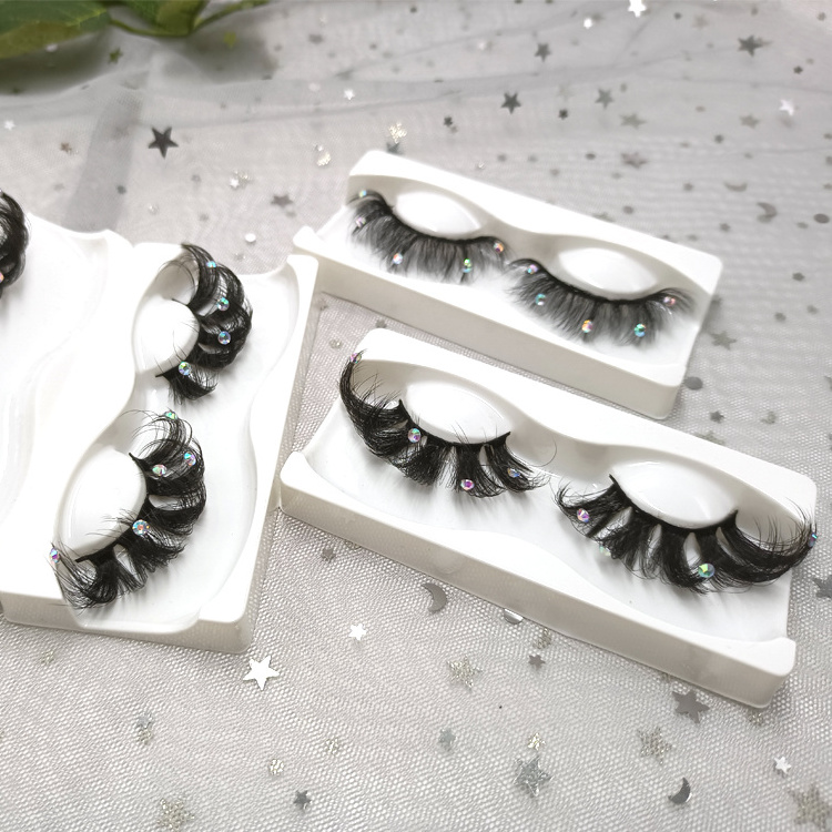 Diamond Eyelashes with Glitter Crystal Sequins Decal Lashes with Sequins Gem Rhinestone Party False Lashes