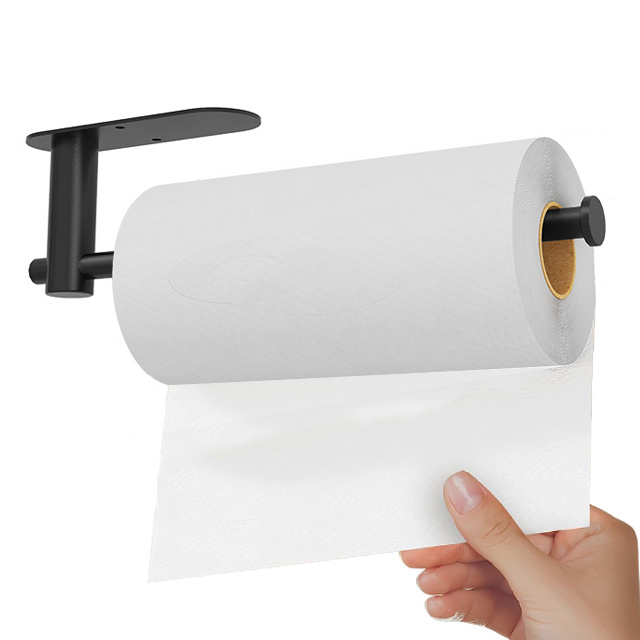 Stainless steel under cabinet self-adhesive black kitchen storage toilet roll paper towel holders wall mounted