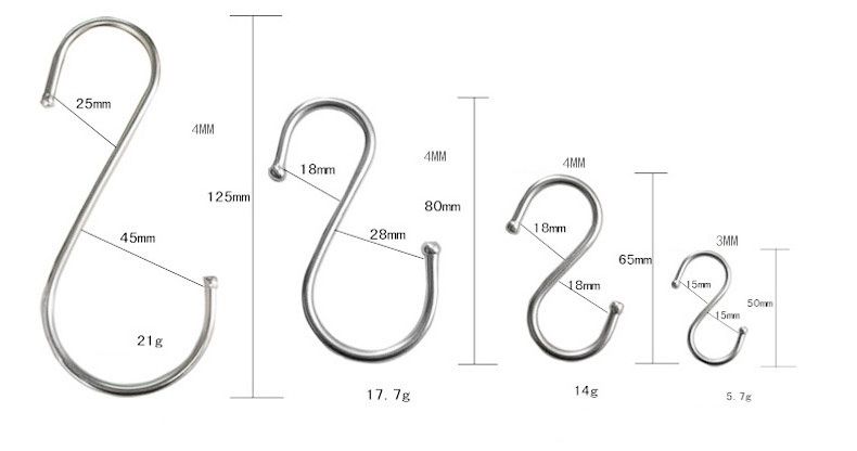 Stainless steel Furniture ware bikes large UK round S Shaped hangers s hooks for hanging plants