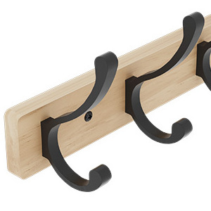 Furniture Modern Bathroom Black Wood Hanger for Cloths Solid Metal Wooden Wall Hooks