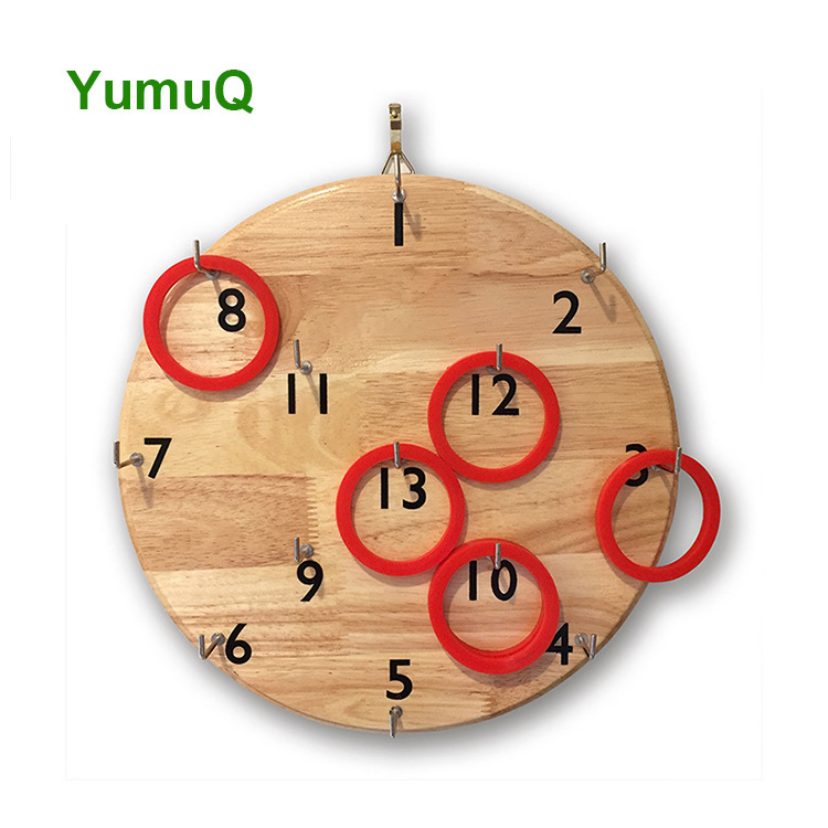 YumuQ Glowing Handmade Wooden High Quality Hook And 9 Ring Toss 2 Player Drinking Toy Game For Kids Adults