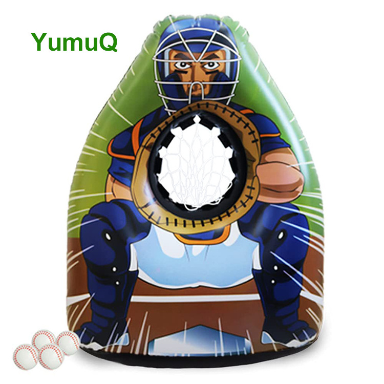 YumuQ 150cm Inflatable Baseball Classic  Target Toss Game With 4 Soft Balls For Kids Indoor Outdoor Backyard Party