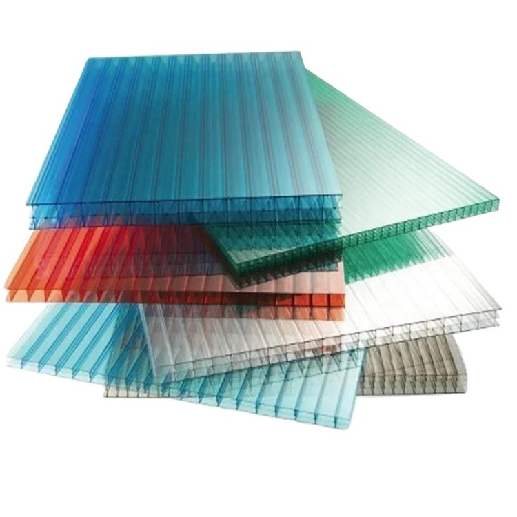 100% virgin material anti-uv  Laminas policarbonato PC Panel 10mm 12mm Twinwall Alveolar Polycarbonate Hollow Sheet