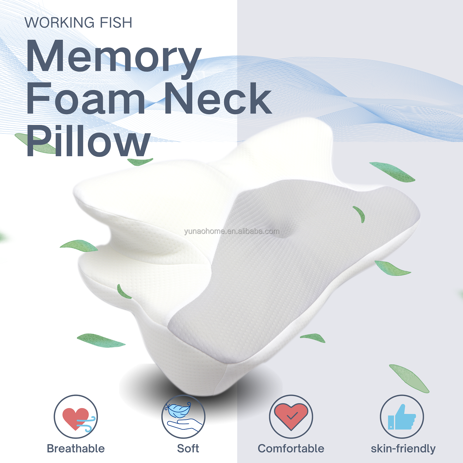 Cervical Neck Shoulder Memory Foam Pillow Butterfly Shape Memory Foam Cervical Contour Pillow