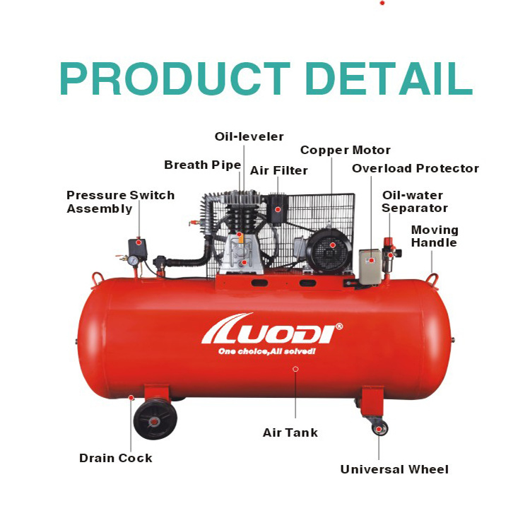 Luodi Big Tank 500l 5.5kw 7.5hp Italian Air Compressor 380V Construction Works Machine