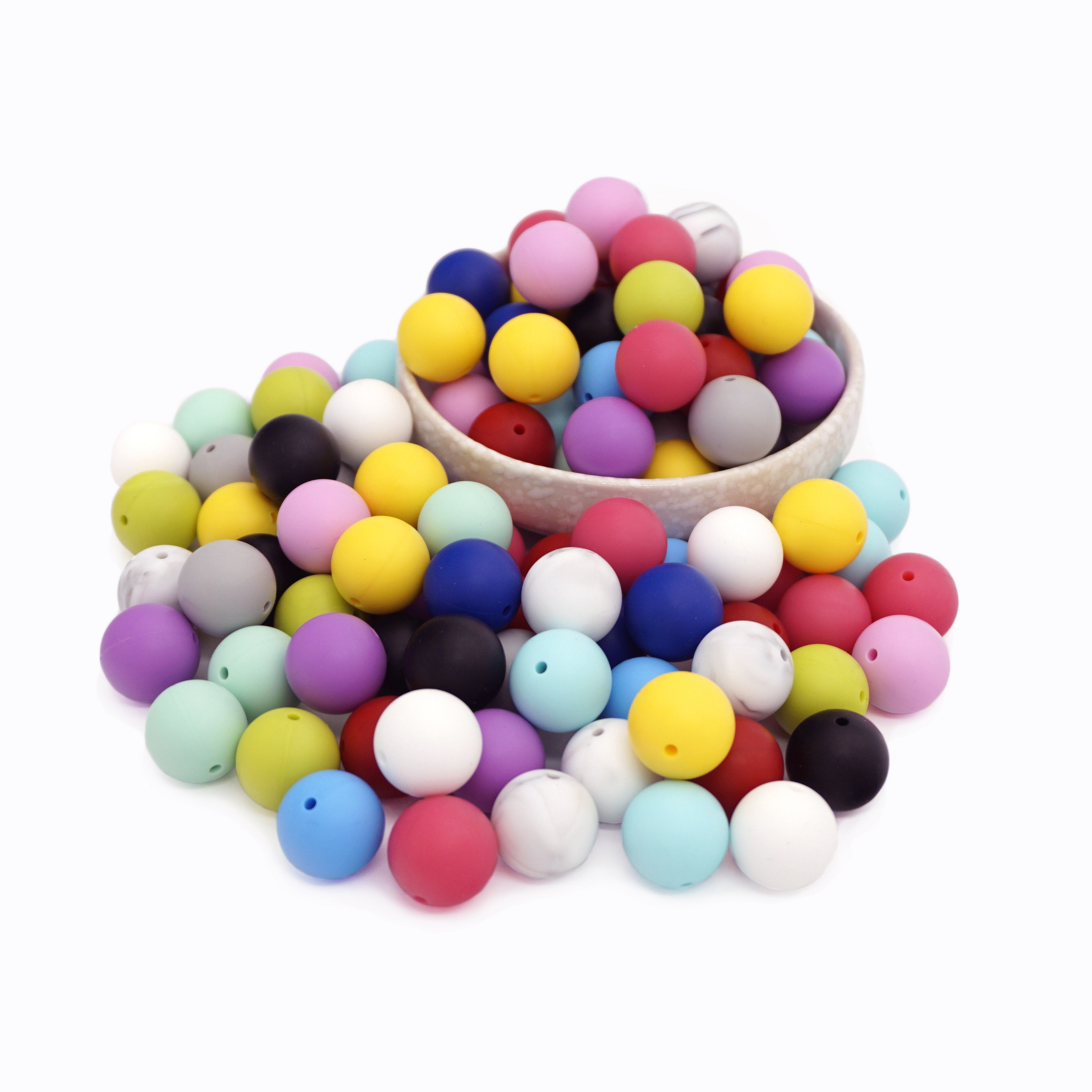 2024 Hot Selling Custom BPA Free Soft Round Loose Silicone Beads For DIY Teething Necklace Silicone Bead Wristlet Keychain