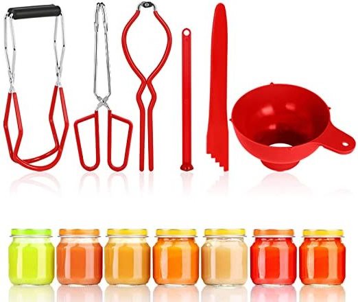 Canning Supplies Kit 6 piece Set Tools Include Canning Funnel Jar Lifter Jar Wrench Lid Lifter Canning Tongs Bubble Remover Tool