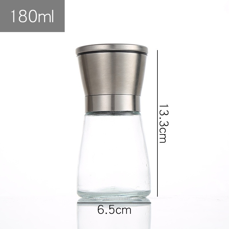 factory price 6oz 180ml Household Tools Glass Pepper Grinder Salt And Pepper Mill Glass Bottle