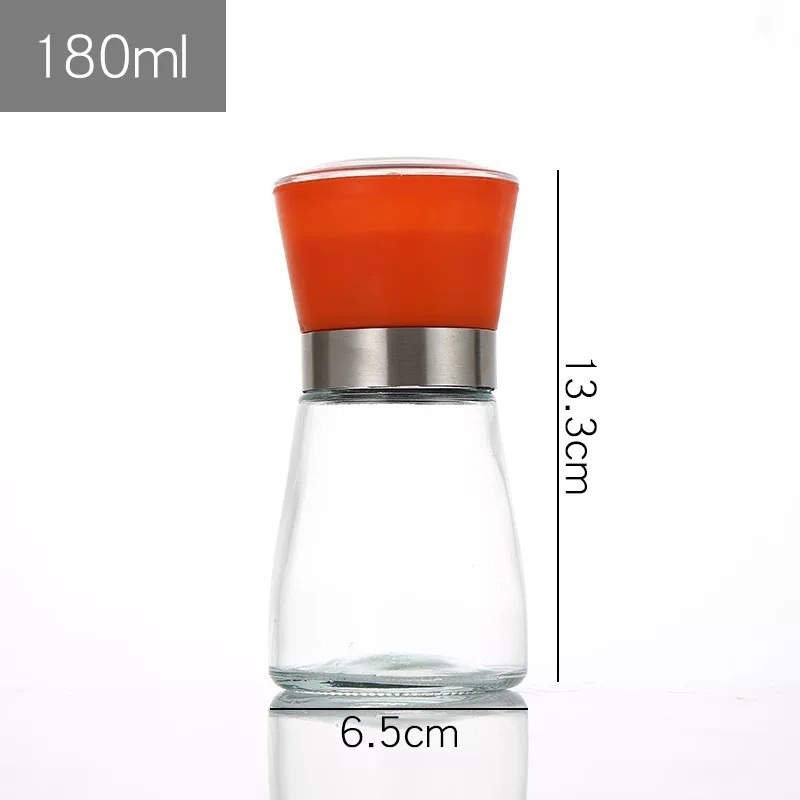 factory price 6oz 180ml Household Tools Glass Pepper Grinder Salt And Pepper Mill Glass Bottle