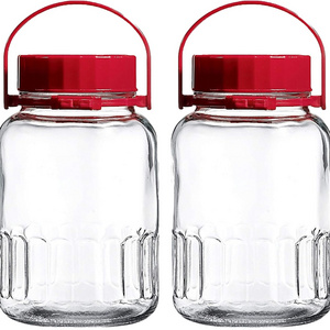 1 Gallon Glass Jar With Wide Mouth Airtight Pour Spout Lids Bulk-Dry Food Storage Jar Canister Raw Milk Bottle Jug Canning