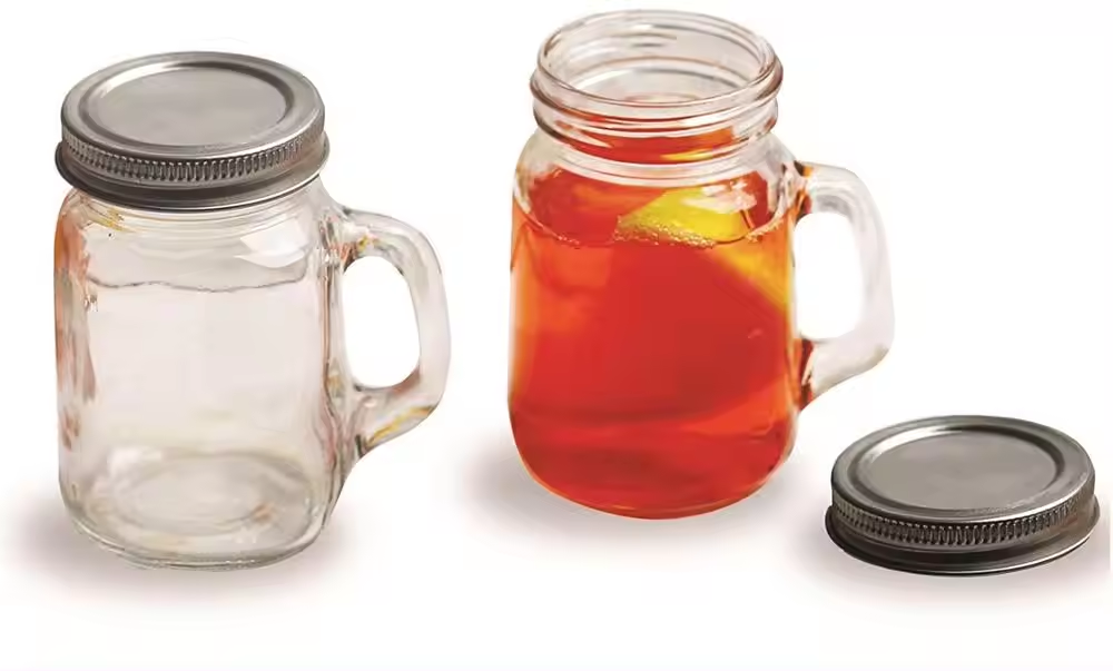 Cold Drinking Handle Jars Gifts Transparent Beverage Juice Bottle With Lid Water Cup Mug Glass Storage Mason Jar