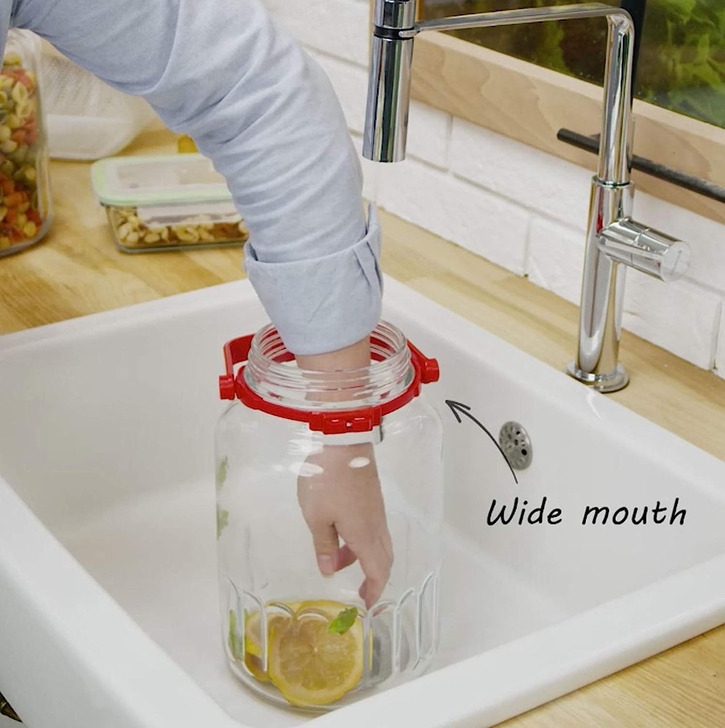 1 Gallon Glass Jar With Wide Mouth Airtight Pour Spout Lids Bulk-Dry Food Storage Jar Canister Raw Milk Bottle Jug Canning