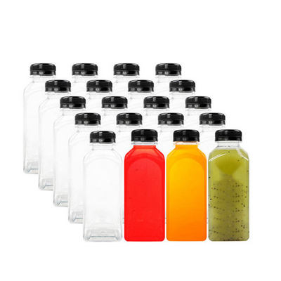 8 12 16 Oz 350 ML Disposable Drink Bpa Free Clear Juice Plastic Empty Pet Square Juicer Containers Beverage Bottle For Tea