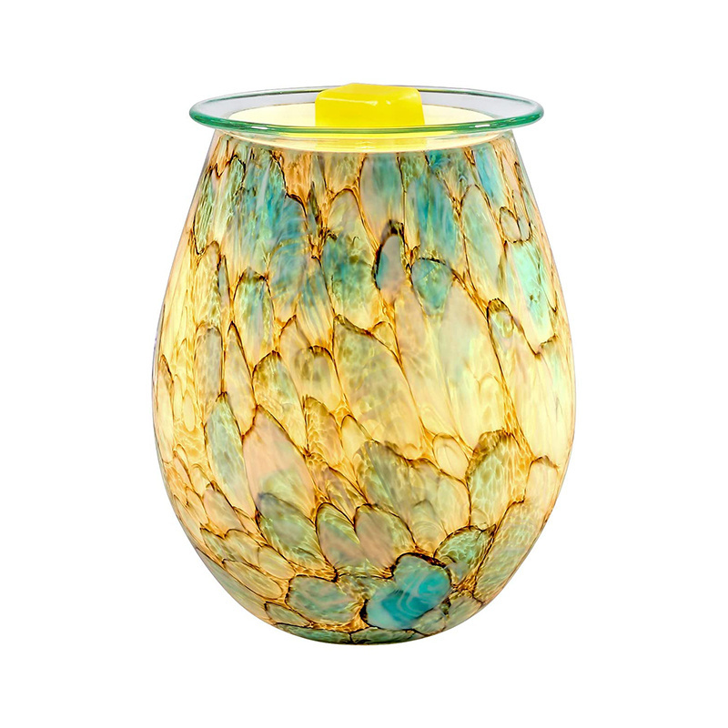 Electric Candle Warmer Art Glass Aromatherapy Wax Melts Burner Aroma Night Light Decorative Lamp for Gifts Home and Decor