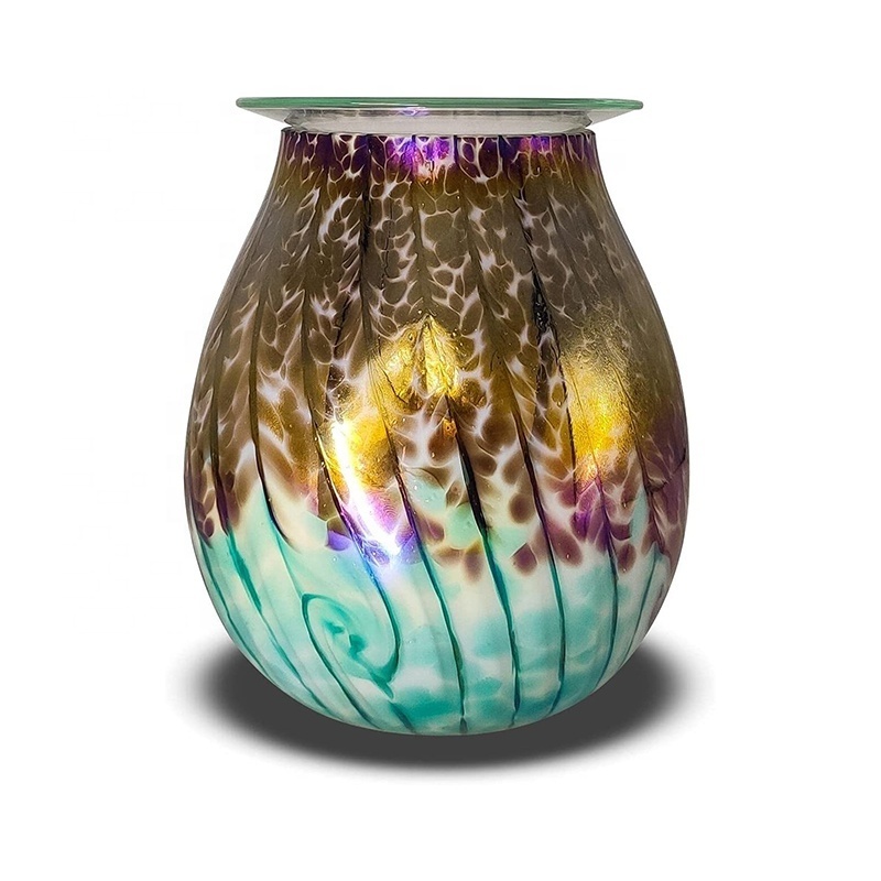 Electric Candle Warmer Art Glass Aromatherapy Wax Melts Burner Aroma Night Light Decorative Lamp for Gifts Home and Decor