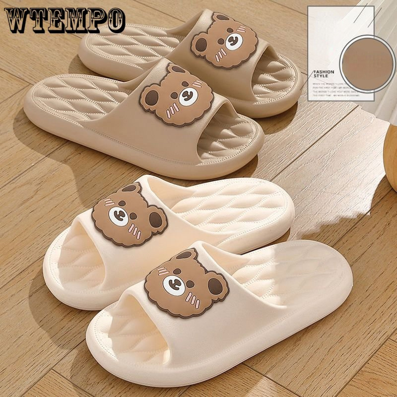 Fashion Slippers Men Thick Sole Slippers Women Summer Beach Slides Bathroom Anti-Slip Home Slipper Soft Sandals