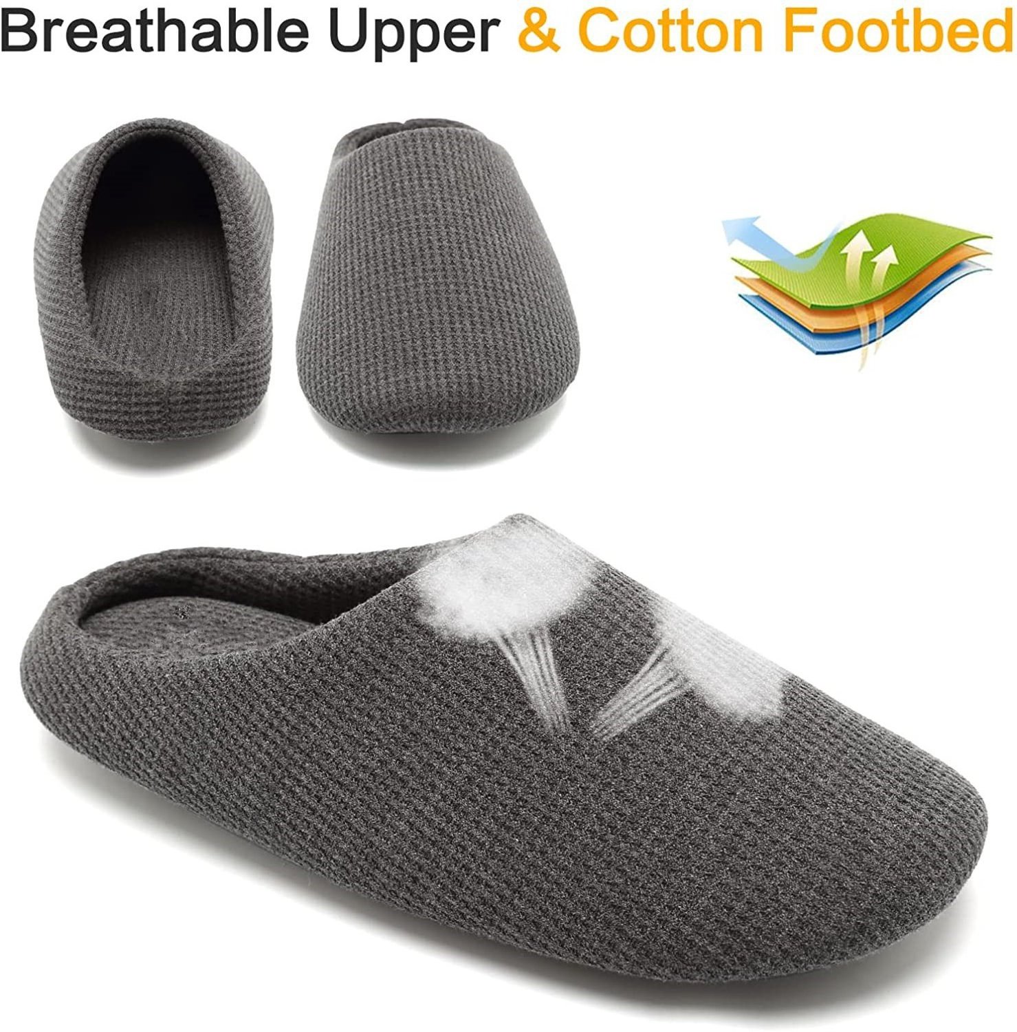 FREE SAMPLE Unisex Men's Women's Memory Foam Slippers Comfort Cotton-blend Closed Toe House Shoes Indoor Scuff