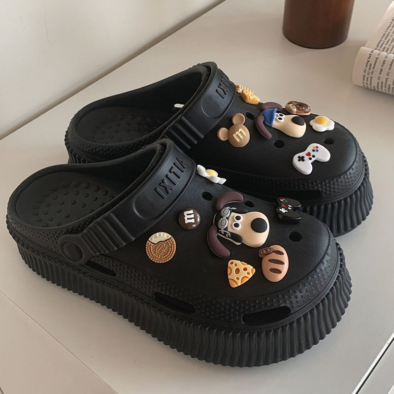 Platform summer outside wear  non-slip bathroom  sandals cute animal charms clogs