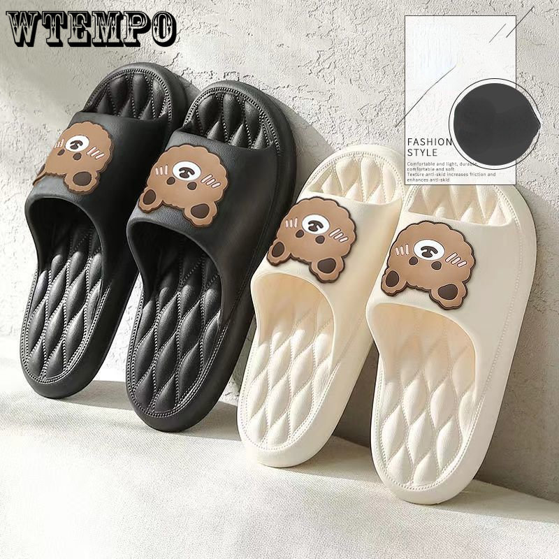 Fashion Slippers Men Thick Sole Slippers Women Summer Beach Slides Bathroom Anti-Slip Home Slipper Soft Sandals