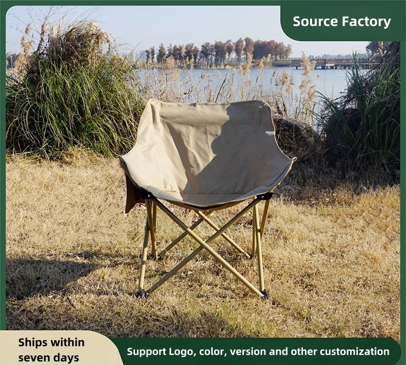 Portable moon chair camping chair folding wholesale outdoor heavy duty foldable sand metal iron outdoor furniture