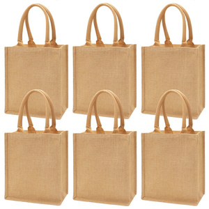 Custom Size Burlap Tote Bags Jute Beach Bag Wedding DIY Hemp Jute Shopping Bag