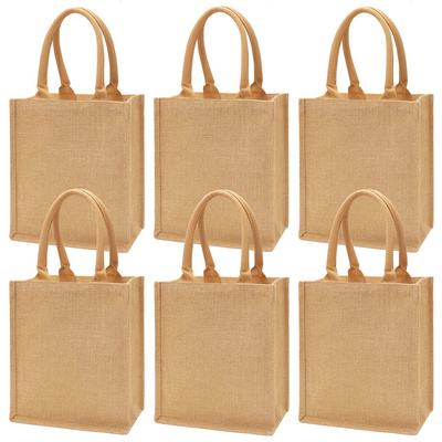 Custom Size Burlap Tote Bags Jute Beach Bag Wedding DIY Hemp Jute Shopping Bag