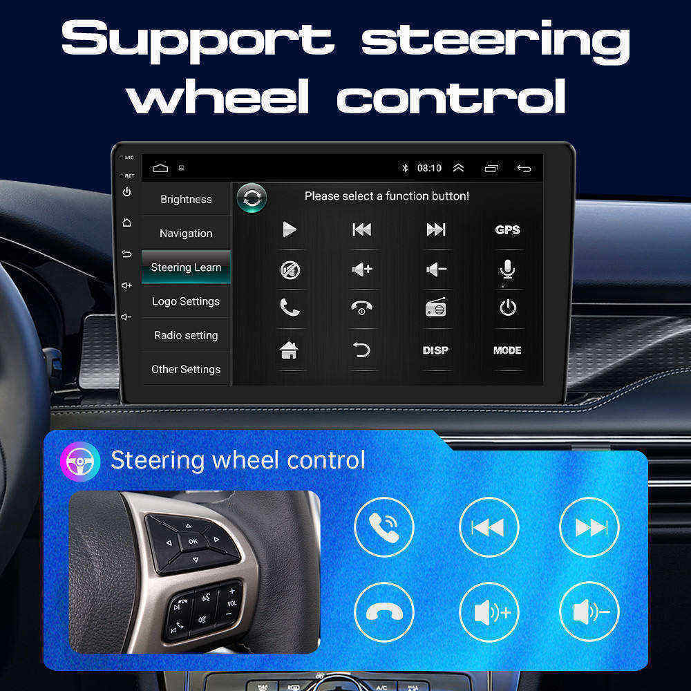 2 Din Android Car Radio 9/10Inch Touch Screen Car DVD Player MP5 Player BT Wifi GPS Navigation System with Rear Camera