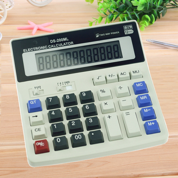 Wholesales 12 digits two way power calculator Electronic solar cell calculator desk office big display calculator