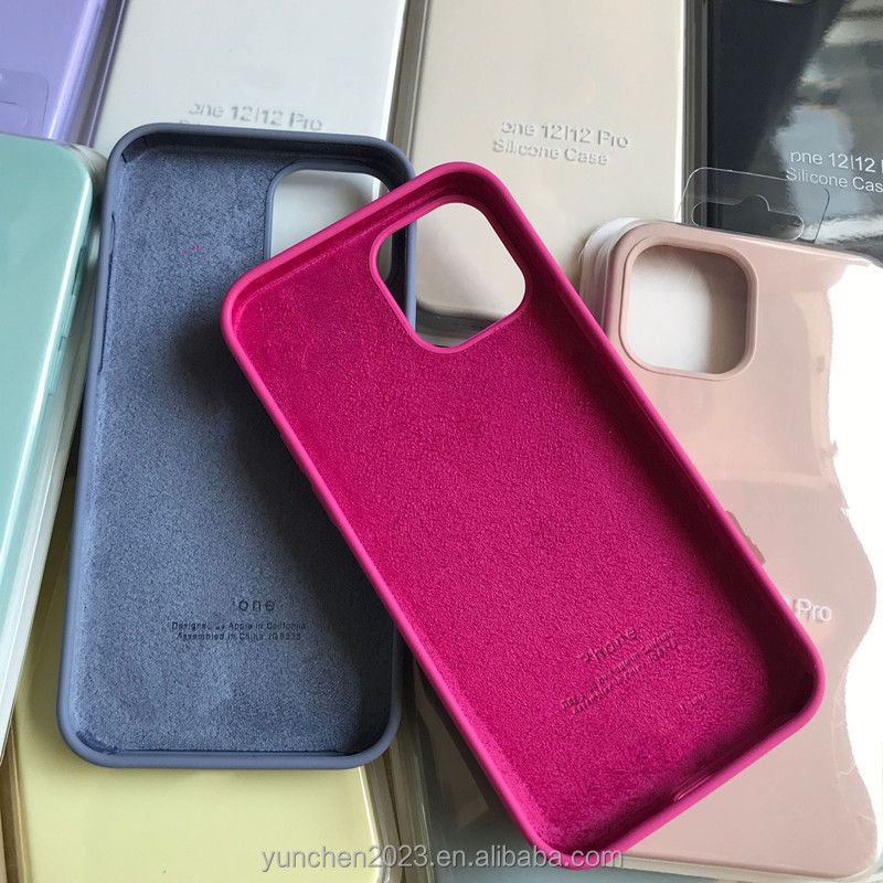 Mobile Cover Original Microfiber Shockproof LOGO Liquid Silicone Phone Case For Apple For iphone 15 14 13 12 Plus Pro Max