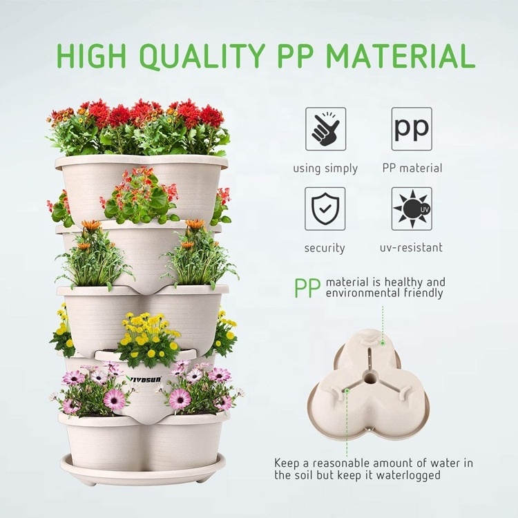 High Quality Vertical Planter Garden Plant Flower Tower Planters Self Watering Outdoor Butterfly Stackable Pots