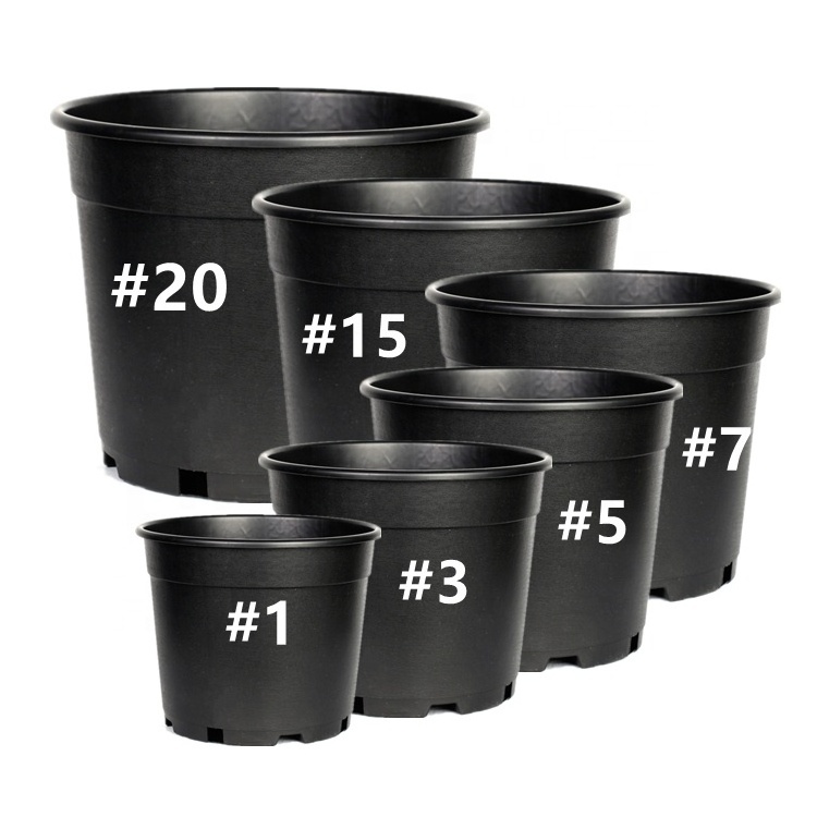 Wholesale Cheap Black 1 2 3 5 7 10 15 Gallon Injection Blow Mold Mould Nursery Plastic Plant Pots For Nursery Plants