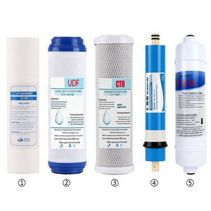 5 Stage PP+UDF +CTO+ RO+T33  food grade pp cotton melt blown carbon block filter for  reverse osmosis membrane water filter