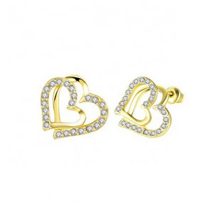 Wholesale 14K Gold Plated Saudi Gold Stud Earrings Design Heart Shape Jewelry For Beautiful Girl