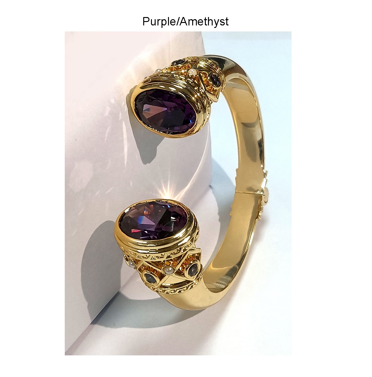 Brass Bracelet & Bangle Plating Cuff Jewelry Garnet Stones with White with Amethyst Pink Golden Black Silver Jewelry Glitter CZ