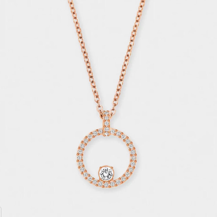 Fancy Circle Pendant Necklace With Cubic Zirconia in 925 Silver Jewelry for Women