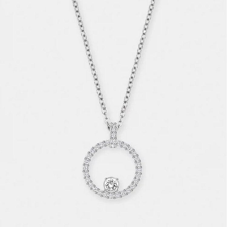 Fancy Circle Pendant Necklace With Cubic Zirconia in 925 Silver Jewelry for Women