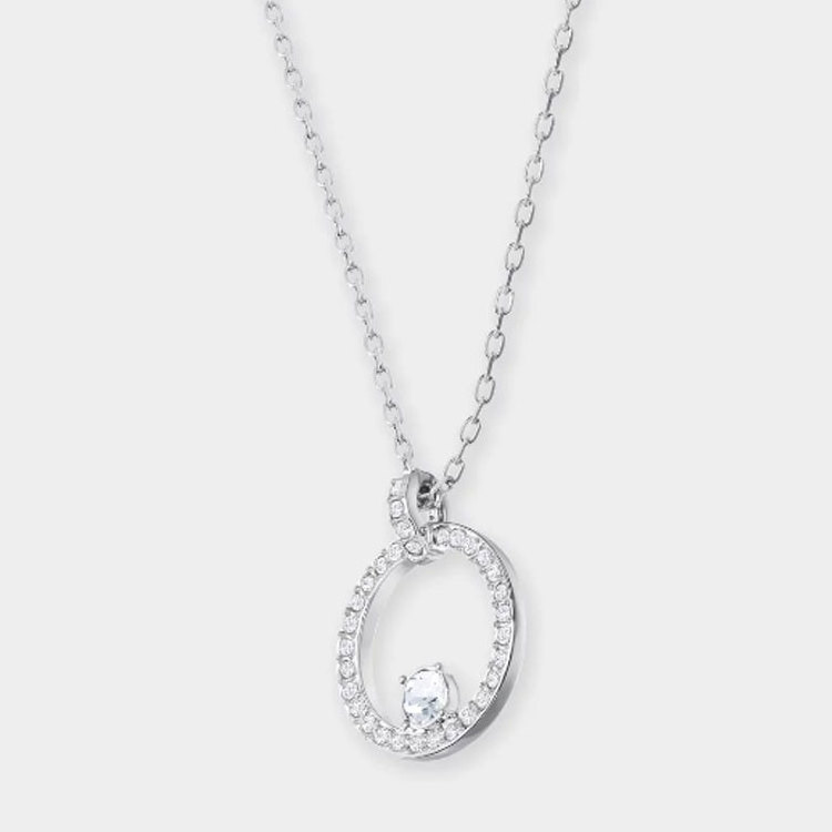 Fancy Circle Pendant Necklace With Cubic Zirconia in 925 Silver Jewelry for Women