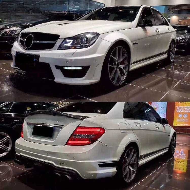 C63 style Body kit For CLASS-C W204 2007-2014 Front Bumper Rear Bumper Side Skirts Grille