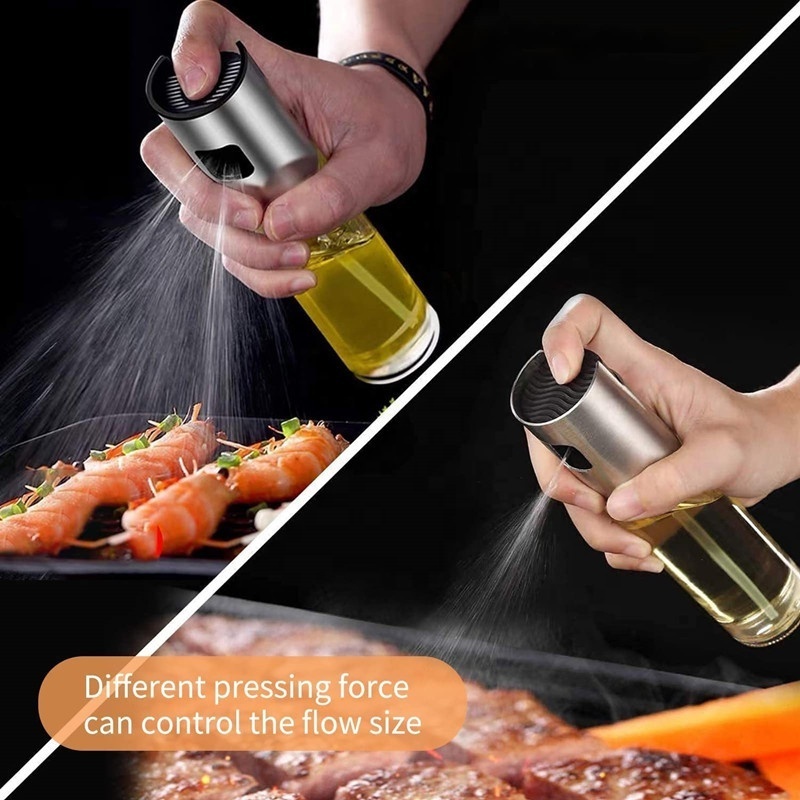 Stainless Steel Kitchen Flavor Dispenser Seasoning Bottle Glass Olive Oil Dispenser