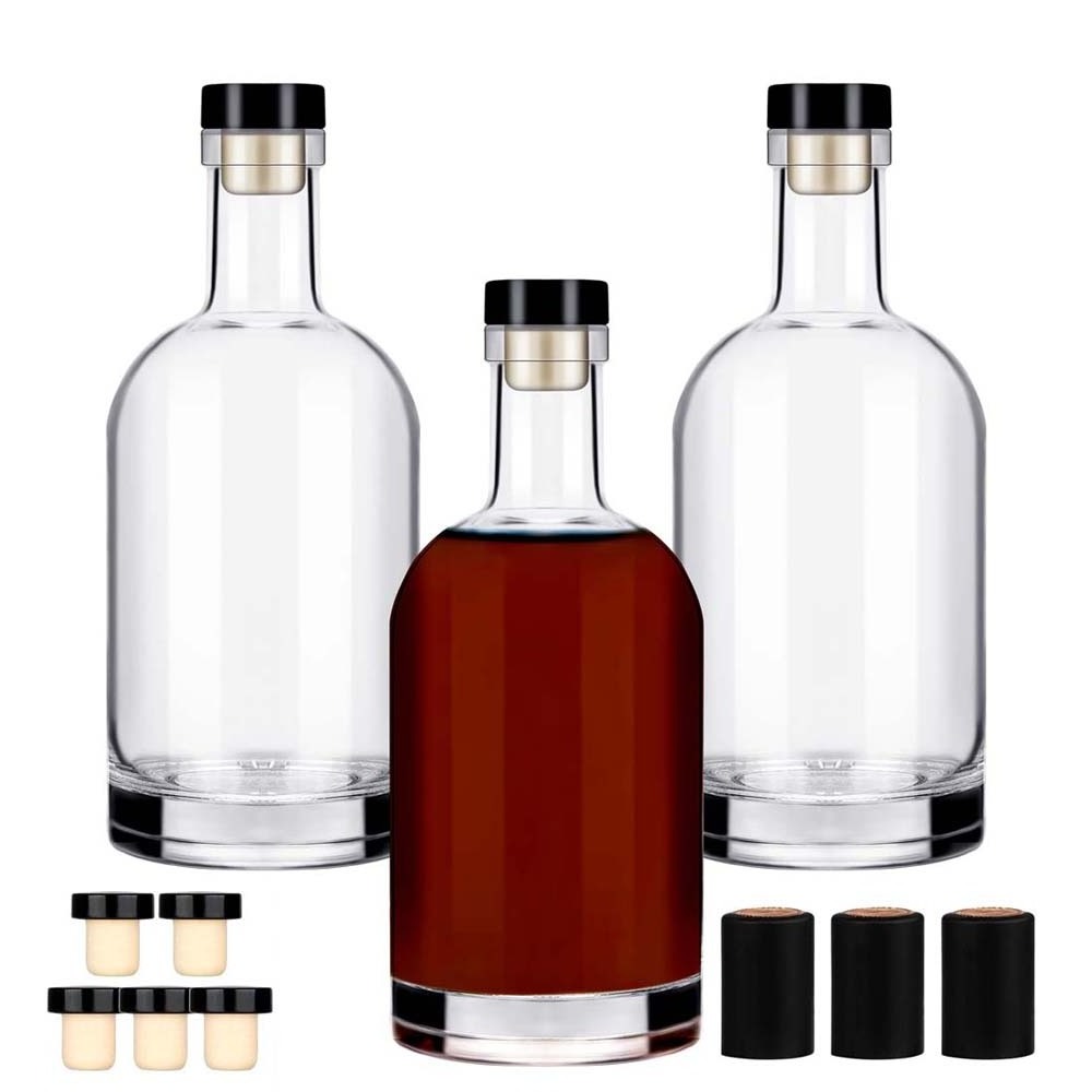 100ml Round Empty Flint Glass Liquor Wine Gin Whiskey Vodka Tequila Glass Bottle with Cork Lid